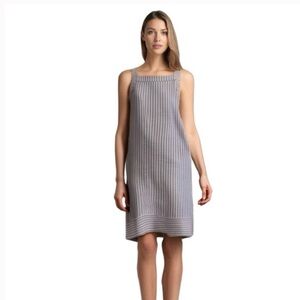 ForCynthia Linen Blend Denim Blue and White Stripe Dress Sz L